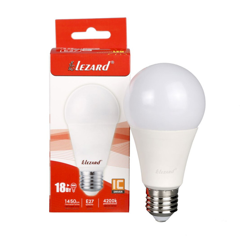 Лампа світлодіодна Lezard LED GLOB A65 18Вт, E27, 1440K (442-A65-2718)